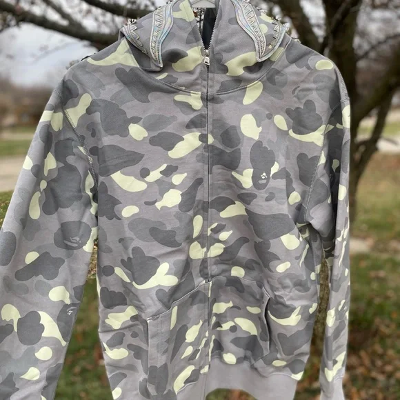Bape Hoodie - Glow in the Dark - Reflective Shark Face - 100% cotton & Authentic